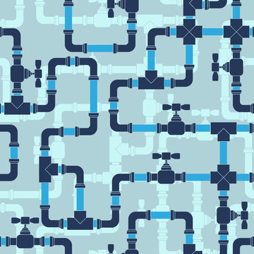 Seamless pattern with water pipeline.