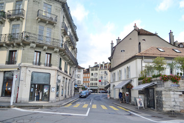 Naklejka na ściany i meble Ulica w Vevey, Szwajcaria