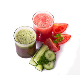 Tomatoes and cucumber juice 
