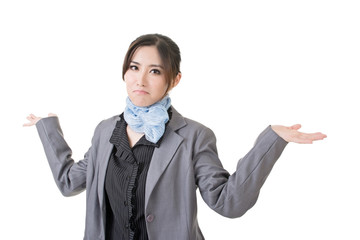 Young asian businesswoman shrugging