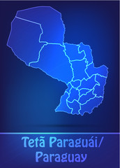 Grenzkarte von Paraguay mit Grenzen in einfarbig Scribble