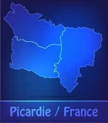 Fototapeta premium Picardie mit Grenzen in einfarbig Scribble
