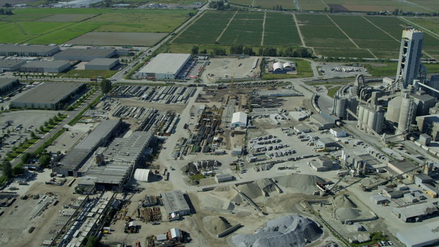Aerial view commercial Industrial Plant, Vancouver