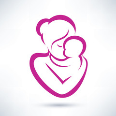mom and baby vector icon - 58446182