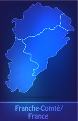 Obraz premium Franche-Comté mit Grenzen in einfarbig Scribble