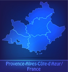 Provence-Alpes-Côte-d-Azur mit Grenzen als scribble
