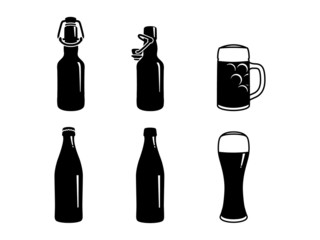 beer bottles and beer glasses