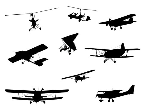 planes silhouette set
