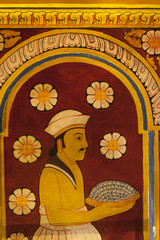 Mural inside temple of the Sacred Tooth Relic in Kandy,Sri Lanka