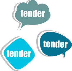 tender . set of stickers, labels, tags, clouds
