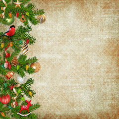 Christmas miraculous garland on vintage background