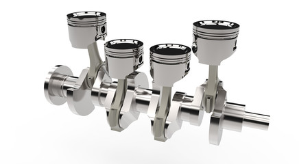 Pistons and crankshaft
