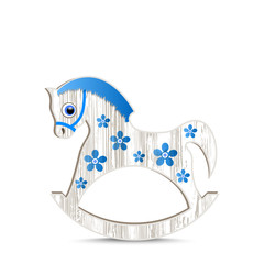 wooden toy horse with flowers