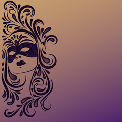 woman's face with carnival mask