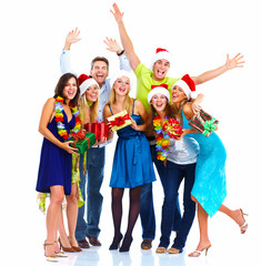 Obraz premium Happy Christmas people group.