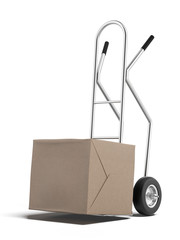 cardboard box on hand truck