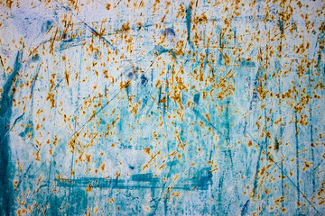 white and blue background with rusty
