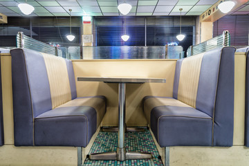 vintage table of classic diner - 58457126