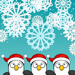 Christmas background with penguins