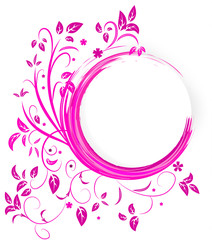 Abstract banner with curls of pink color