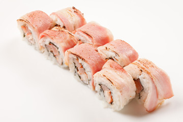 sushi with shrimp and bacon