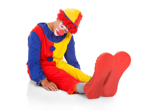 Exhausted Clown Lying On Front