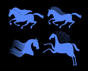 Set of vector horses