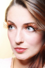 Obraz premium Autumn woman stylish creative make up false eye lashes