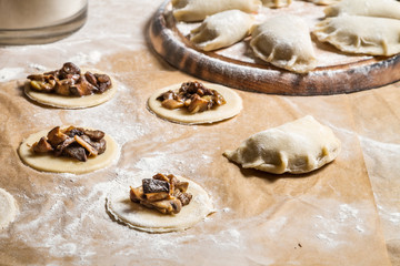 Forest ingredients for homemade dumplings