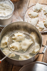 Freshly cooked homemade dumplings