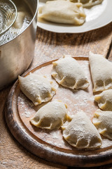 Cooking dumplings with wild mushrooms