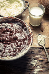 During making homemade chocolate with nuts