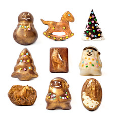 Handmade christmas chocolate toys.