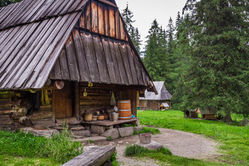 Mountain smokehouse in the village