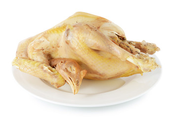 boiled chicken on a white background