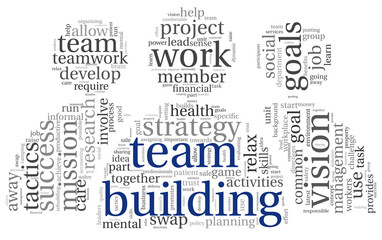Team building concept in word tag cloud