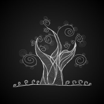 Vector tree, black and white color