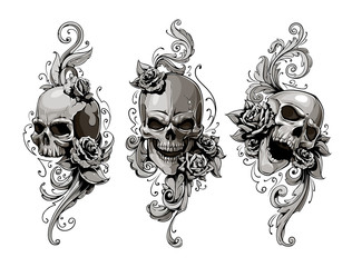 Skulls with floral patterns - 58462345
