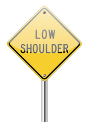 Low shoulder traffic yellow sign