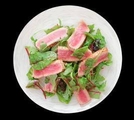 Appetizer with rare fried tuna