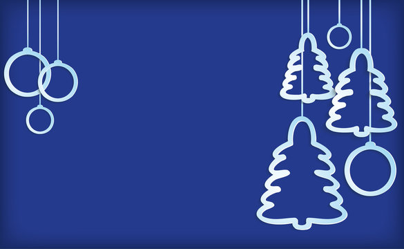 White Paper Christmas Trees On A Blue Background