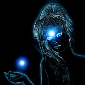 Blue Glowing Woman