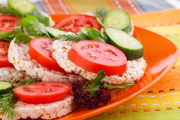 Puffed rice crackers sandwiches