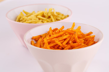 Potato chips in bowls