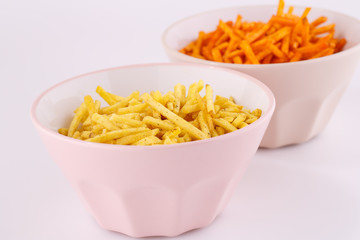 Potato chips in bowls