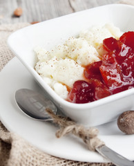 Rice pudding with jam