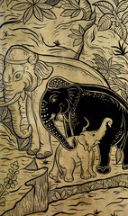 Fototapeta na wymiar Ancient Thai elephant painting