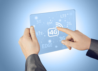 Businessman pushing 4g