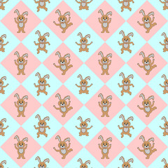 Design seamless colorful diamond children pattern with funny car