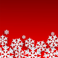 Christmas background.White snowflakes on red background.backgrou